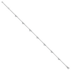 Cheryl M Sterling Silver Rhodium-plated Polished Trillion-cut CZ 9.5 Inch with 1 Inch Extension Anklet