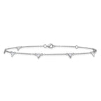 Cheryl M Sterling Silver Rhodium-plated Polished Trillion-cut CZ 9.5 Inch with 1 Inch Extension Anklet