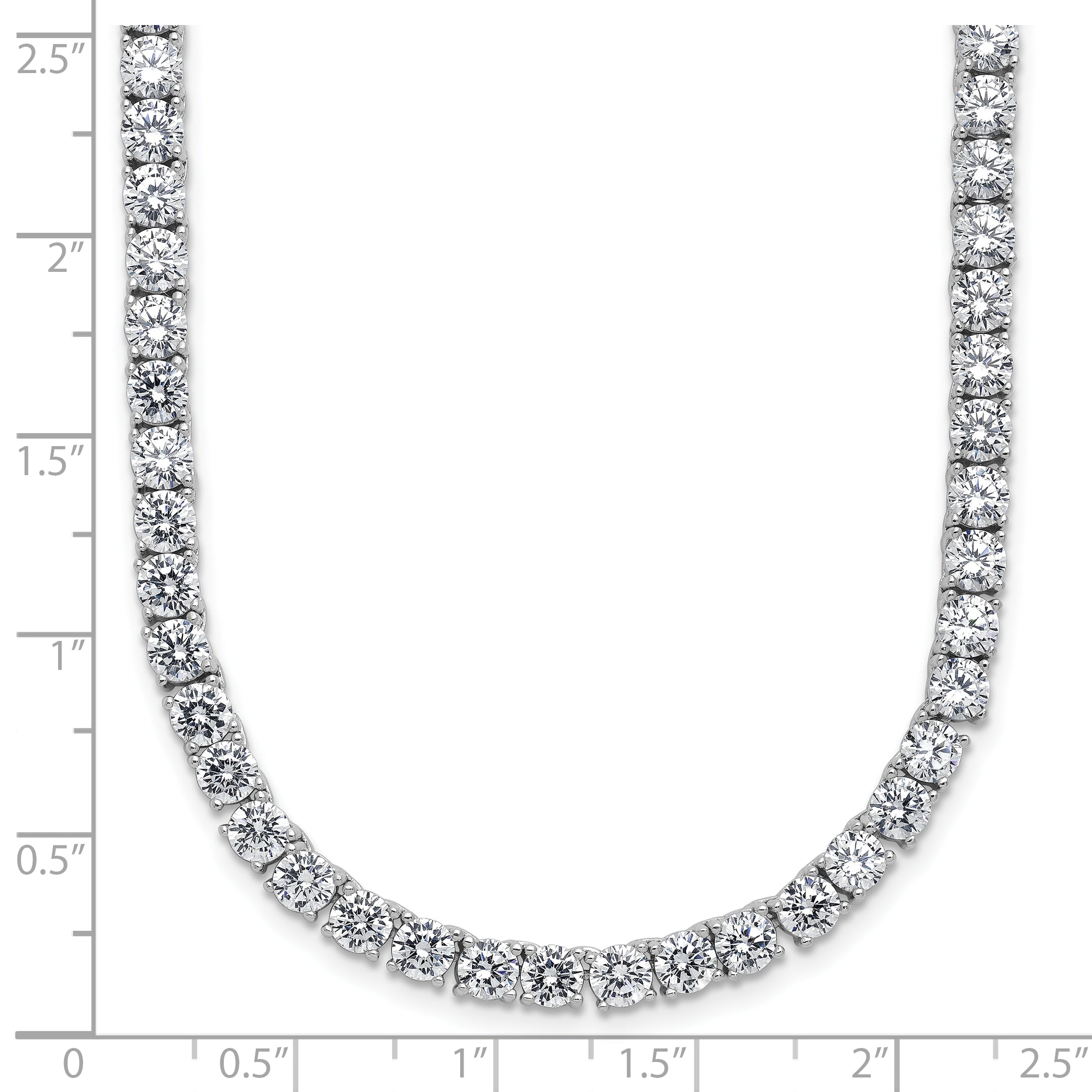 Cheryl M Sterling Silver Rhodium-plated Polished 4.00mm CZ with Safety Clasp Tennis Necklace