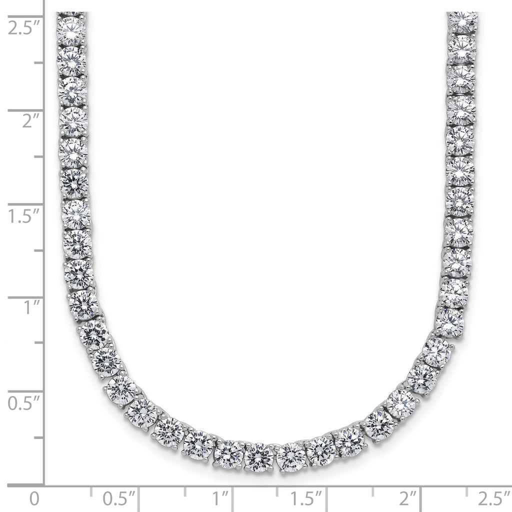 Cheryl M Sterling Silver Rhodium-plated Polished 4.00mm CZ with Safety Clasp Tennis Necklace