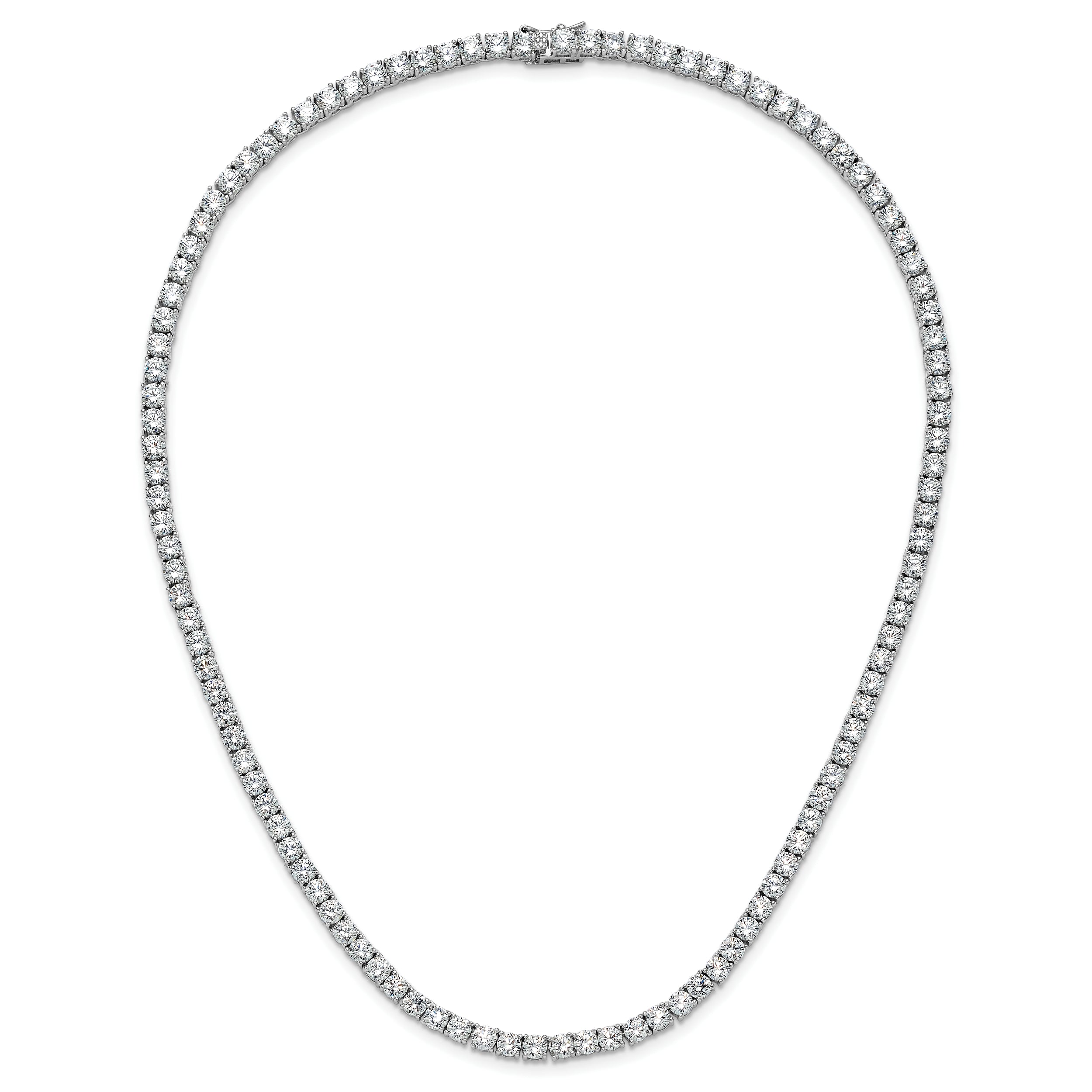 Cheryl M Sterling Silver Rhodium-plated Polished 4.00mm CZ with Safety Clasp Tennis Necklace