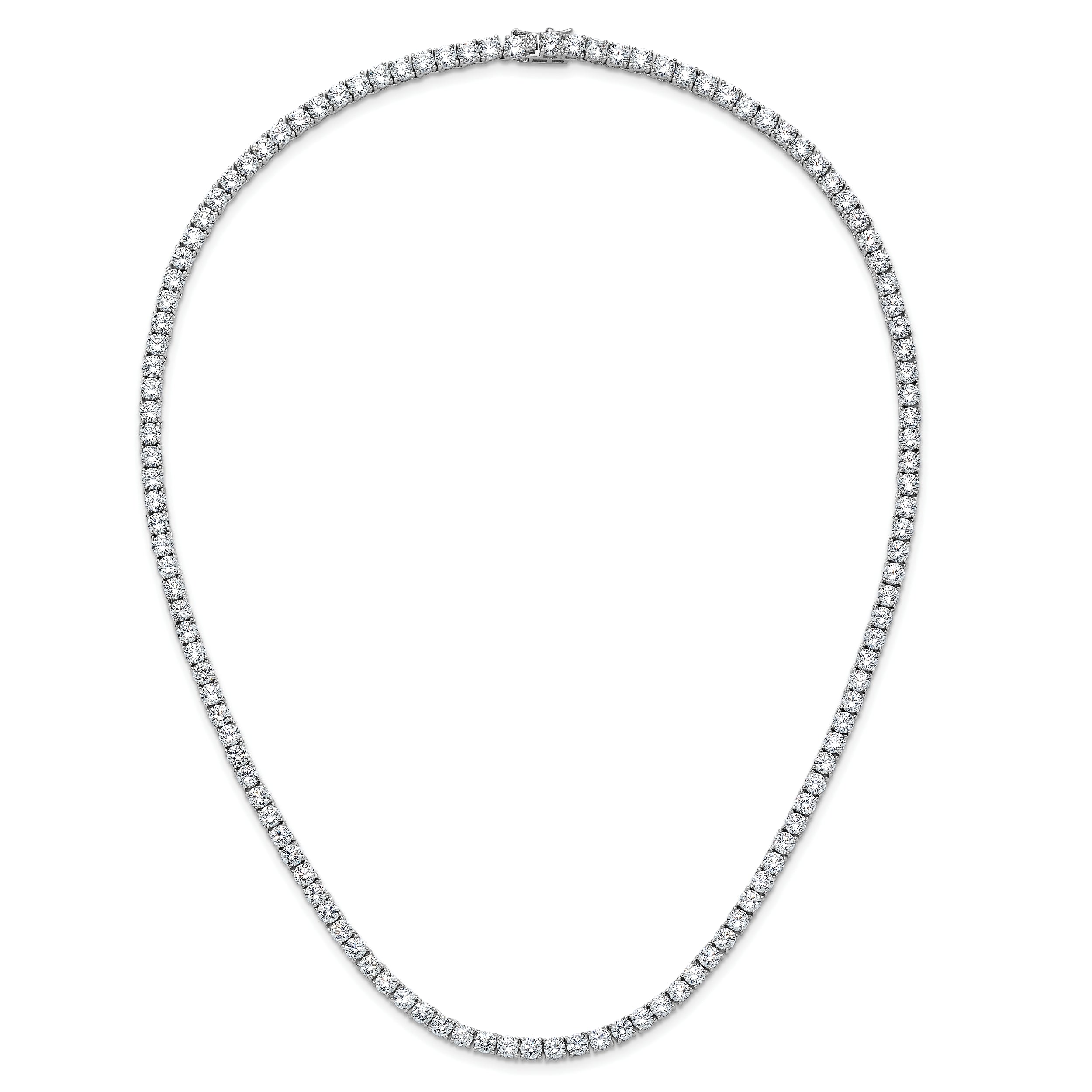 Cheryl M Sterling Silver Rhodium-plated Polished 4.00mm CZ with Safety Clasp Tennis Necklace