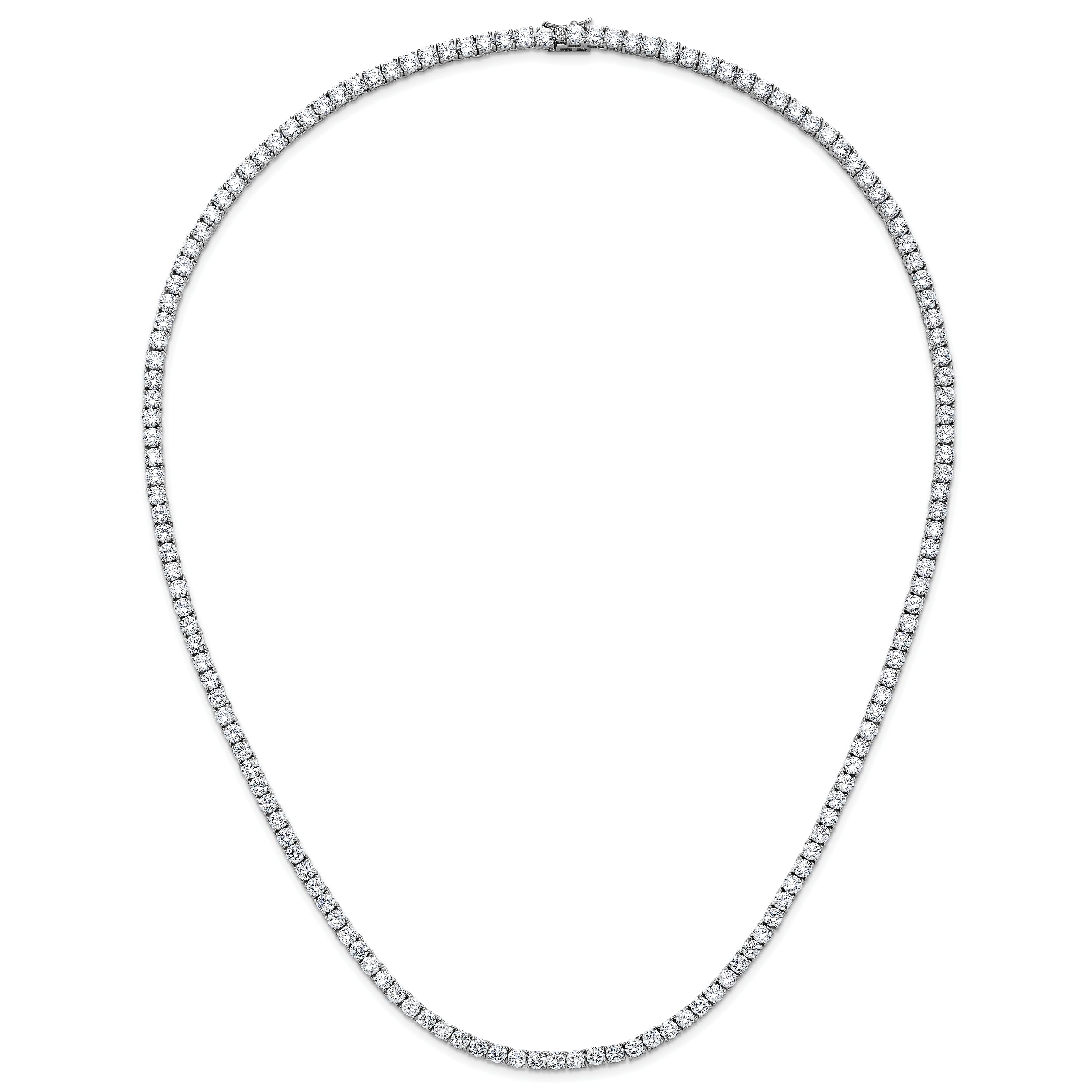 Cheryl M Sterling Silver Rhodium-plated Polished 4.00mm CZ with Safety Clasp Tennis Necklace