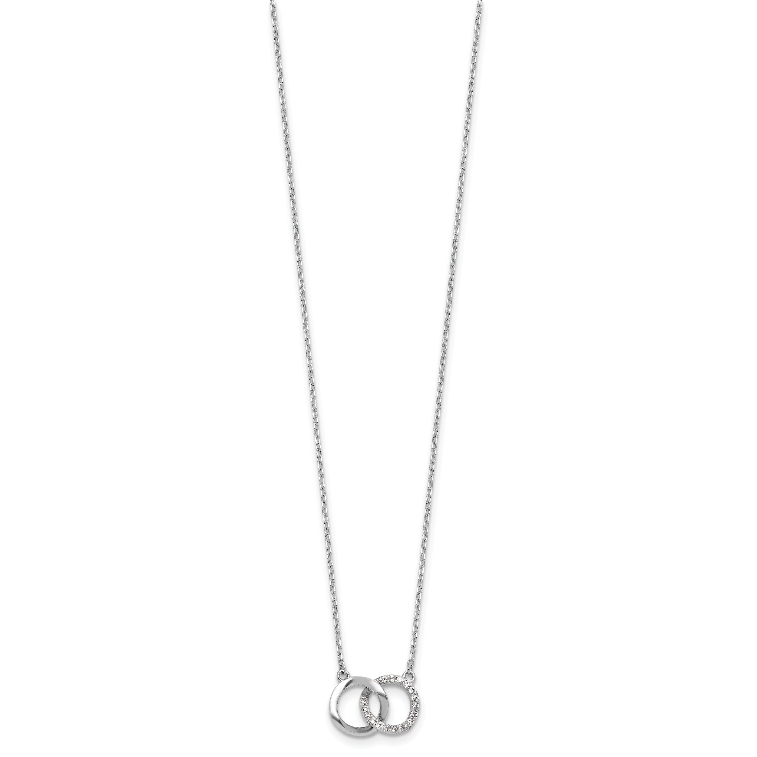 Cheryl M Sterling Silver Rhodium-plated Polished CZ Interlocking Ring Necklace