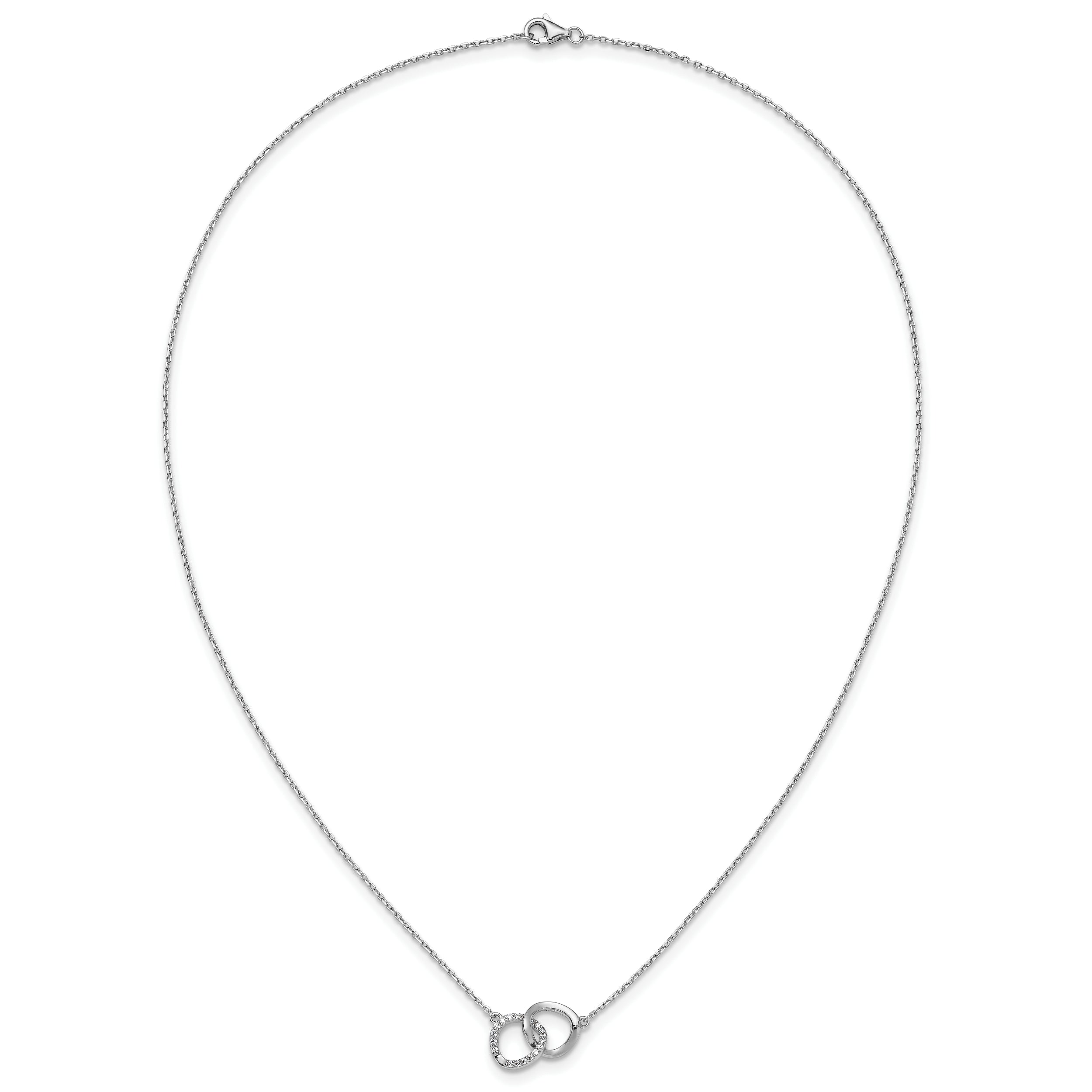 Cheryl M Sterling Silver Rhodium-plated Polished CZ Interlocking Ring Necklace