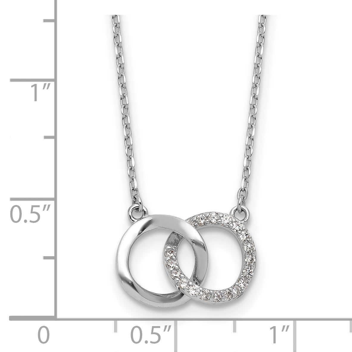 Cheryl M Sterling Silver Rhodium-plated Polished CZ Interlocking Ring Necklace