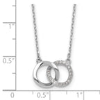 Cheryl M Sterling Silver Rhodium-plated Polished CZ Interlocking Ring Necklace