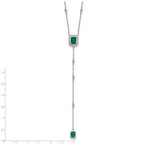 Cheryl M Sterling Silver Rhodium-plated Polished Fancy Green Glass and CZ Lariat Necklace