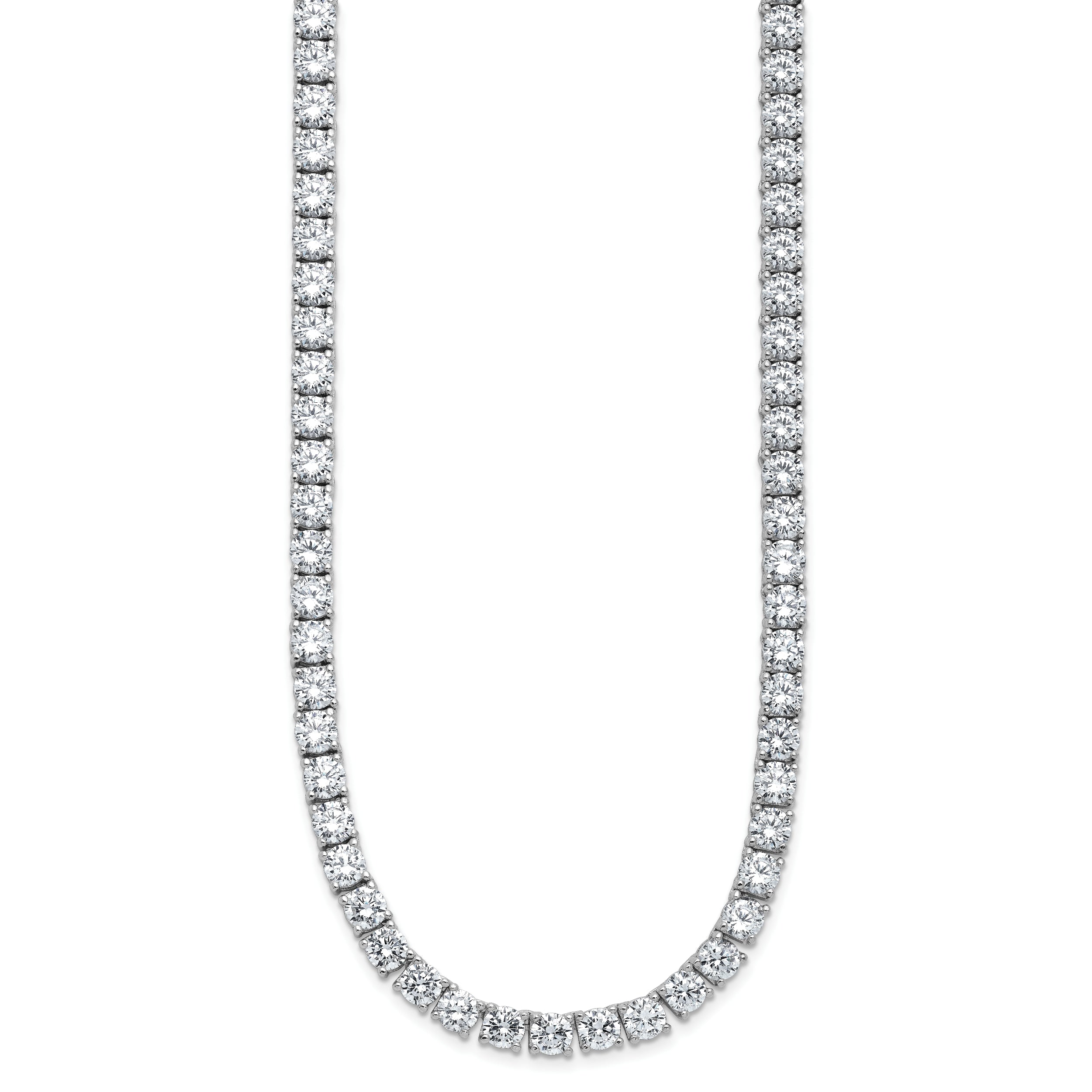 Cheryl M Sterling Silver Rhodium-plated Polished 5.00mm CZ with Safety Clasp Tennis Necklace