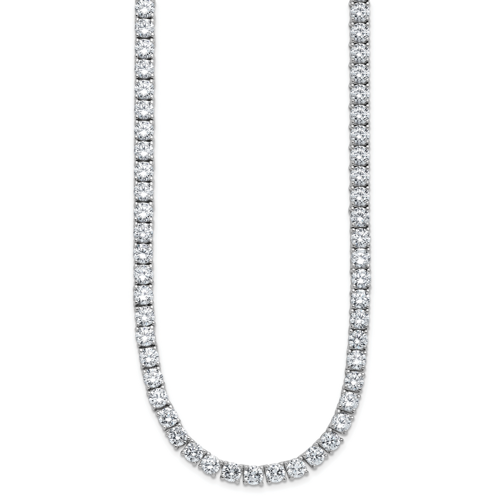 Cheryl M Sterling Silver Rhodium-plated Polished 5.00mm CZ with Safety Clasp Tennis Necklace