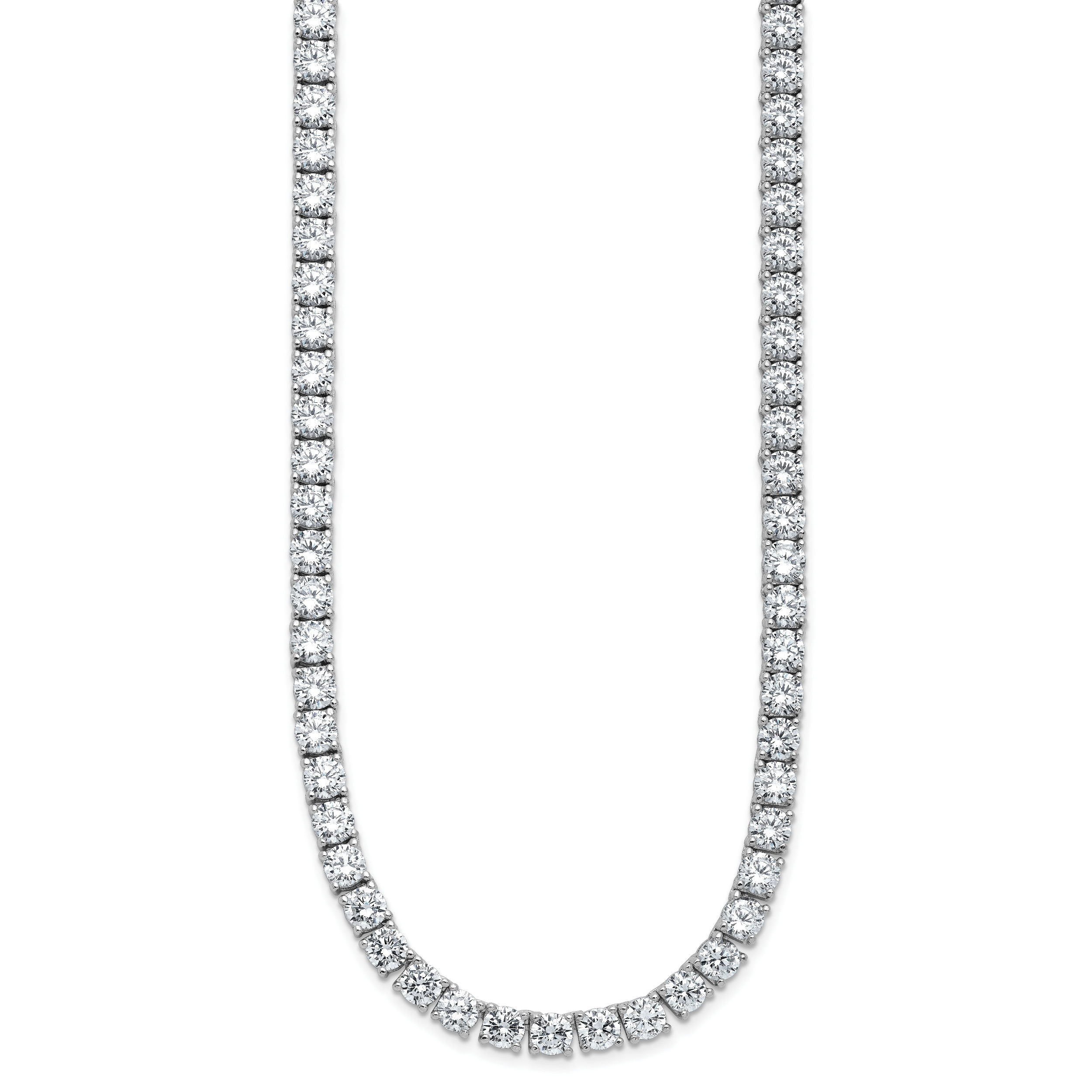 Cheryl M Sterling Silver Rhodium-plated Polished 5.00mm CZ with Safety Clasp Tennis Necklace