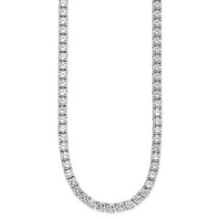Cheryl M Sterling Silver Rhodium-plated Polished 5.00mm CZ with Safety Clasp Tennis Necklace