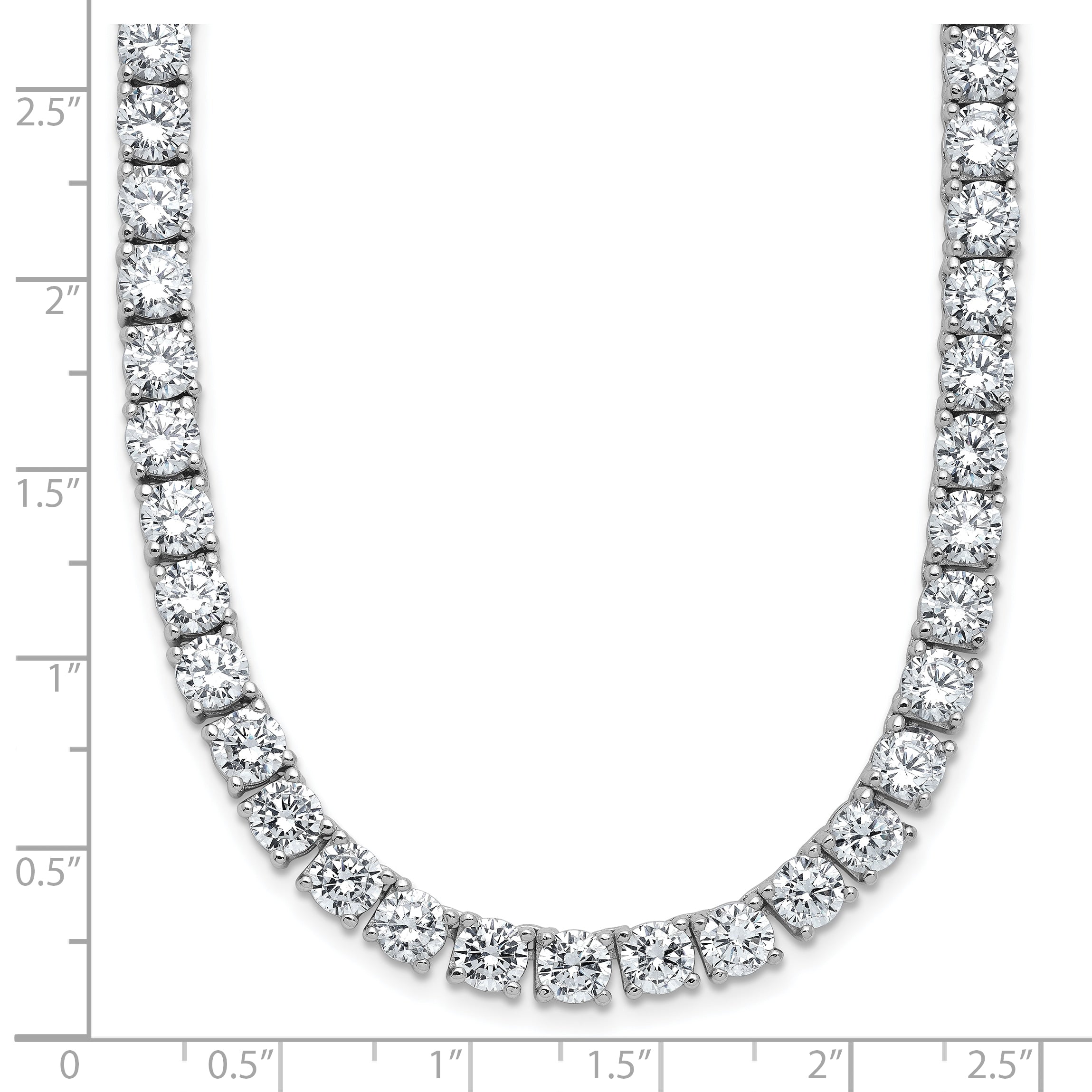 Cheryl M Sterling Silver Rhodium-plated Polished 5.00mm CZ with Safety Clasp Tennis Necklace