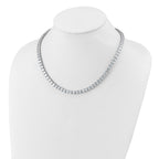 Cheryl M Sterling Silver Rhodium-plated Polished 5.00mm CZ with Safety Clasp Tennis Necklace