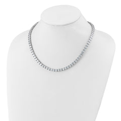 Cheryl M Sterling Silver Rhodium-plated Polished 5.00mm CZ with Safety Clasp Tennis Necklace