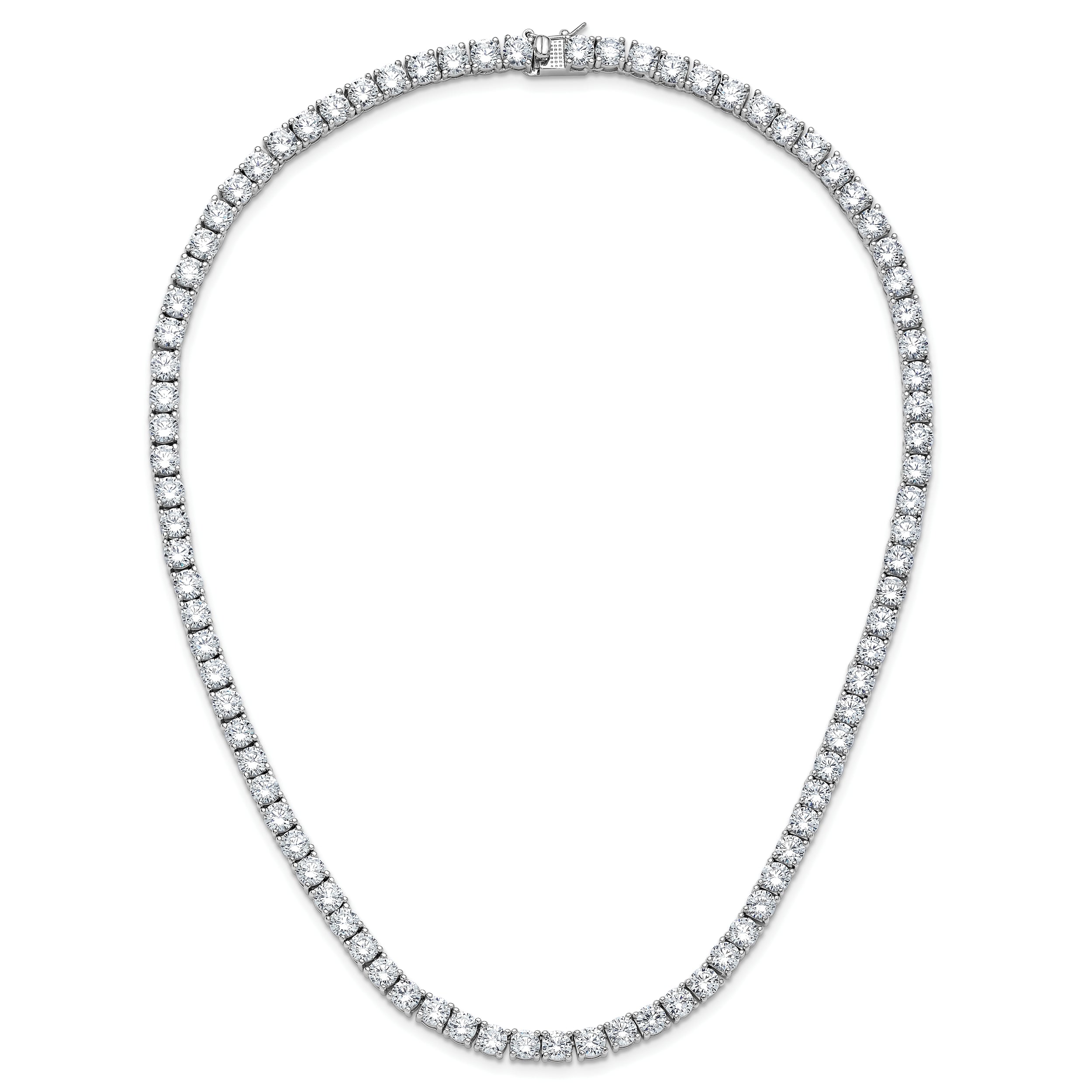 Cheryl M Sterling Silver Rhodium-plated Polished 5.00mm CZ with Safety Clasp Tennis Necklace