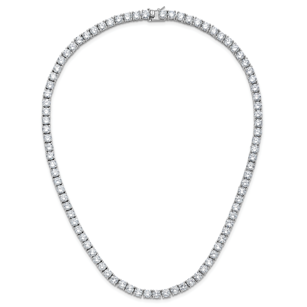 Cheryl M Sterling Silver Rhodium-plated Polished 5.00mm CZ with Safety Clasp Tennis Necklace