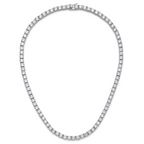 Cheryl M Sterling Silver Rhodium-plated Polished 5.00mm CZ with Safety Clasp Tennis Necklace