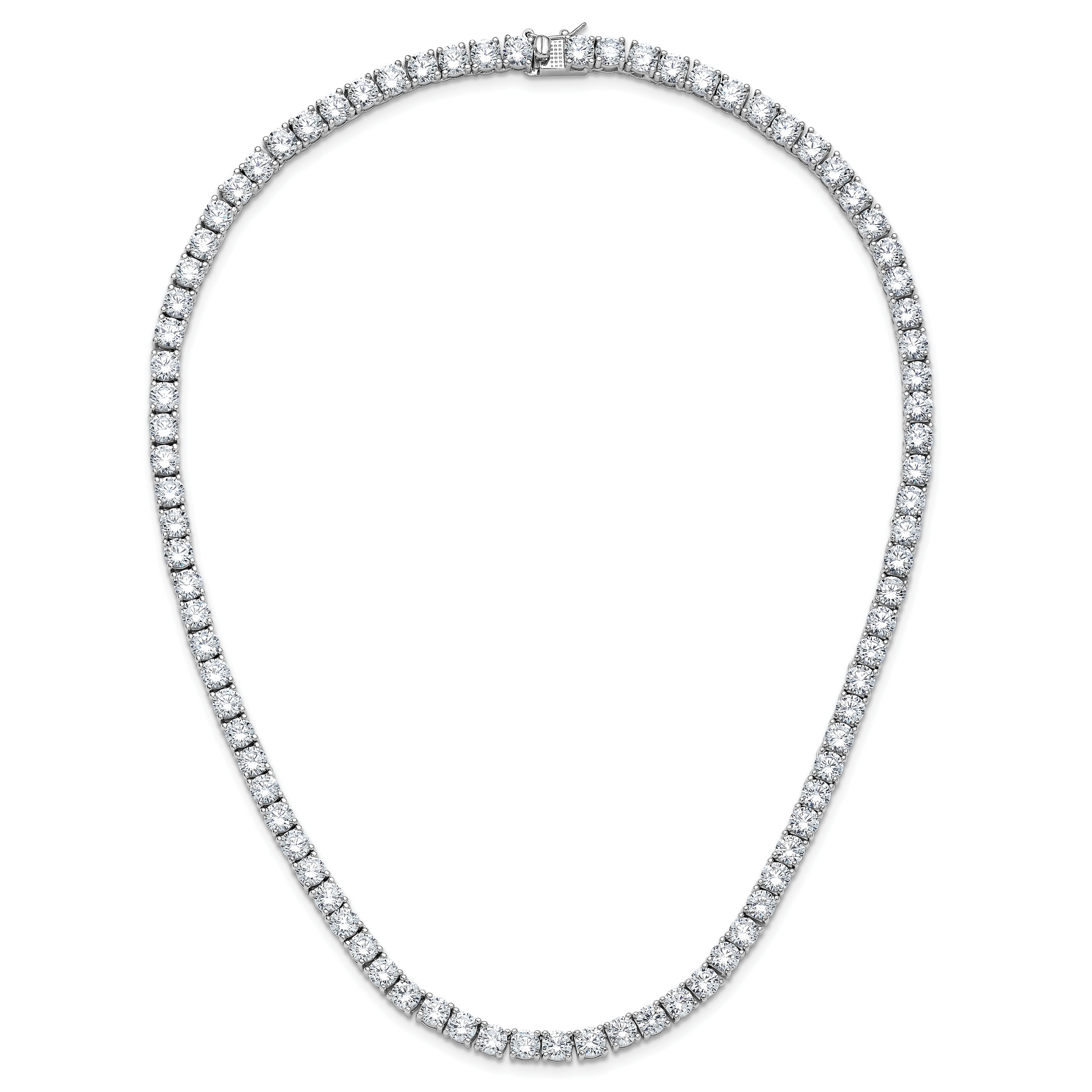 Cheryl M Sterling Silver Rhodium-plated Polished 5.00mm CZ with Safety Clasp Tennis Necklace
