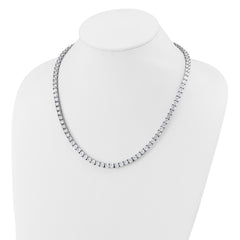 Cheryl M Sterling Silver Rhodium-plated Polished 5.00mm CZ with Safety Clasp Tennis Necklace