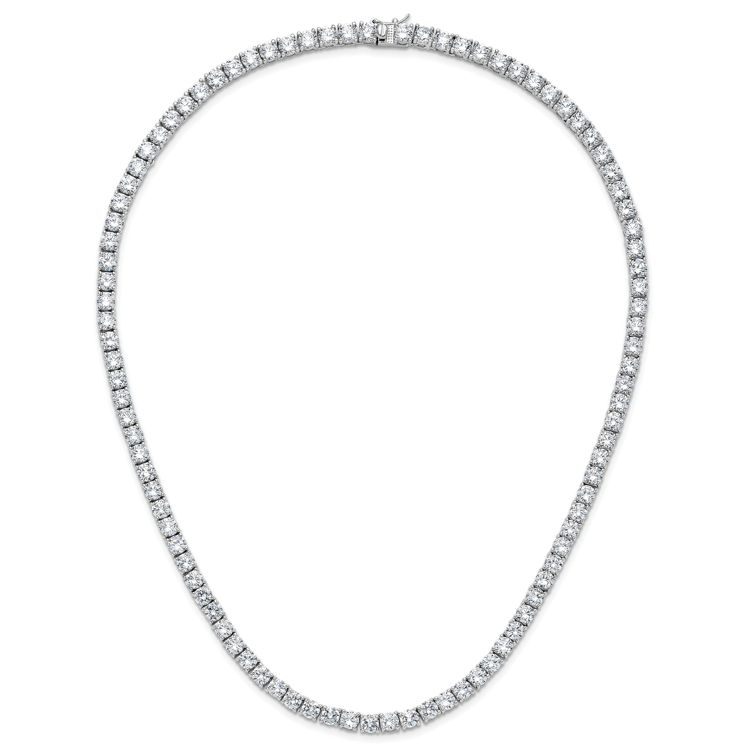 Cheryl M Sterling Silver Rhodium-plated Polished 5.00mm CZ with Safety Clasp Tennis Necklace