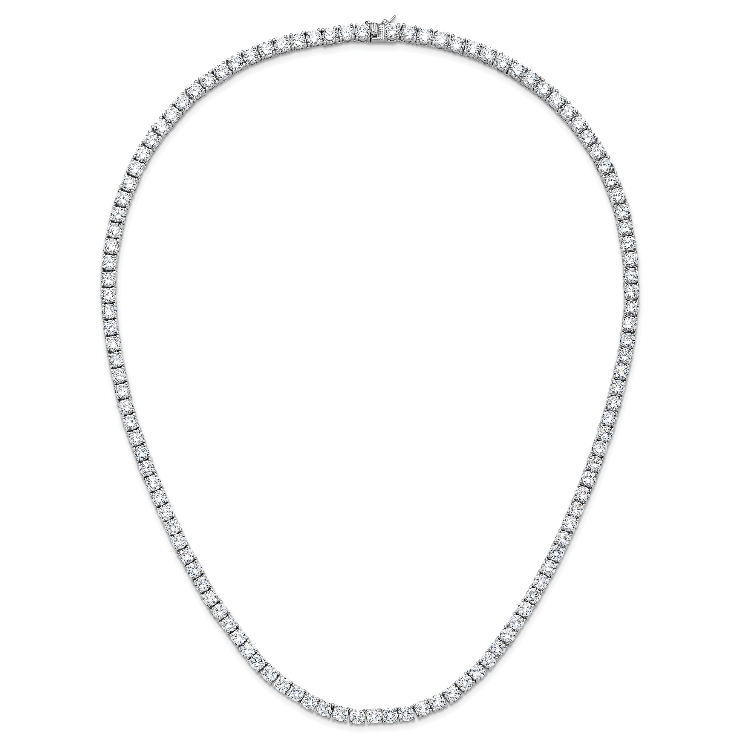 Cheryl M Sterling Silver Rhodium-plated Polished 5.00mm CZ with Safety Clasp Tennis Necklace