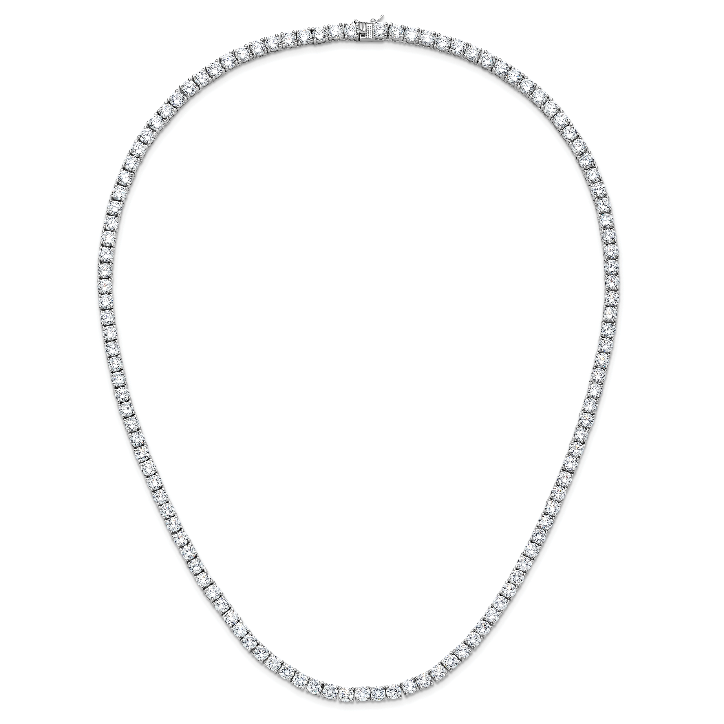 Cheryl M Sterling Silver Rhodium-plated Polished 5.00mm CZ with Safety Clasp Tennis Necklace