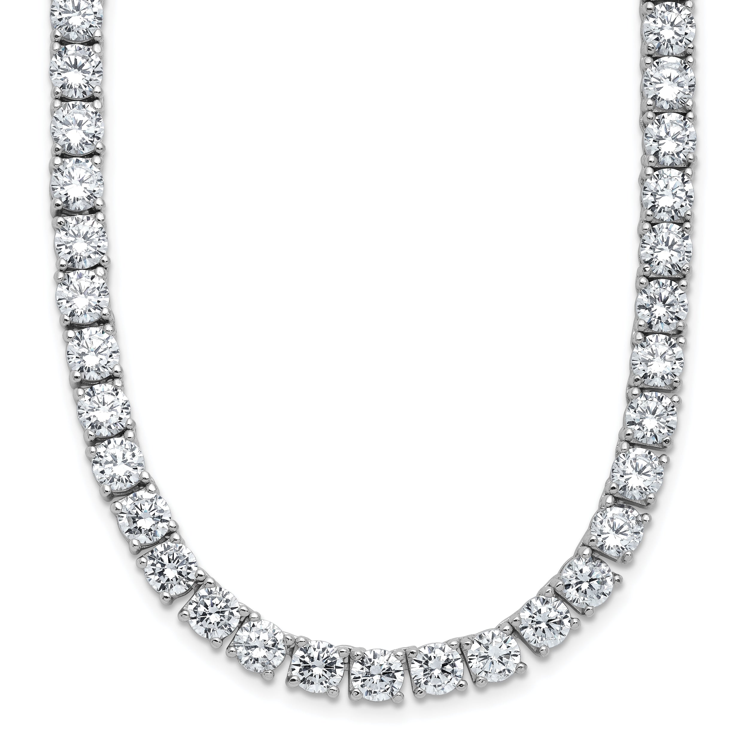 Cheryl M Sterling Silver Rhodium-plated Polished 5.00mm CZ with Safety Clasp Tennis Necklace