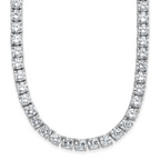 Cheryl M Sterling Silver Rhodium-plated Polished 5.00mm CZ with Safety Clasp Tennis Necklace