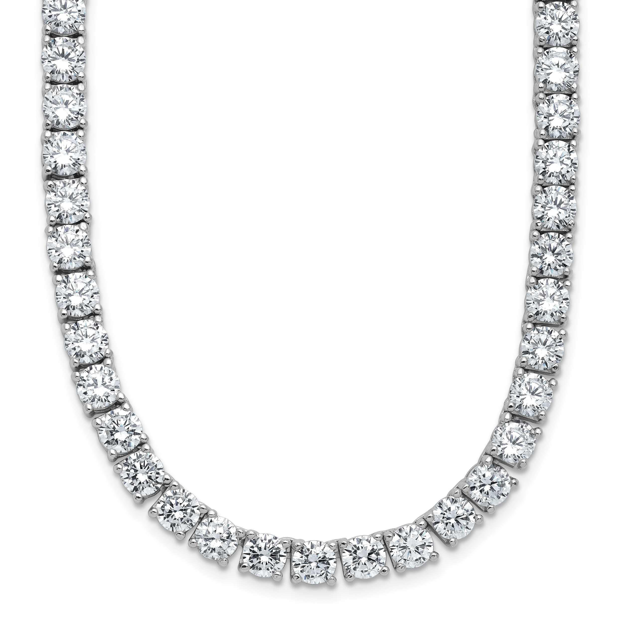 Cheryl M Sterling Silver Rhodium-plated Polished 5.00mm CZ with Safety Clasp Tennis Necklace