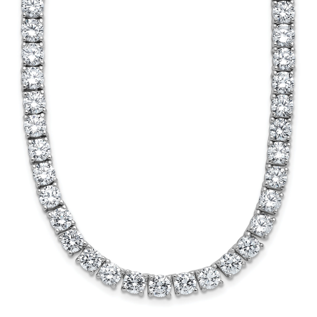 Cheryl M Sterling Silver Rhodium-plated Polished 5.00mm CZ with Safety Clasp Tennis Necklace