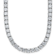 Cheryl M Sterling Silver Rhodium-plated Polished 5.00mm CZ with Safety Clasp Tennis Necklace