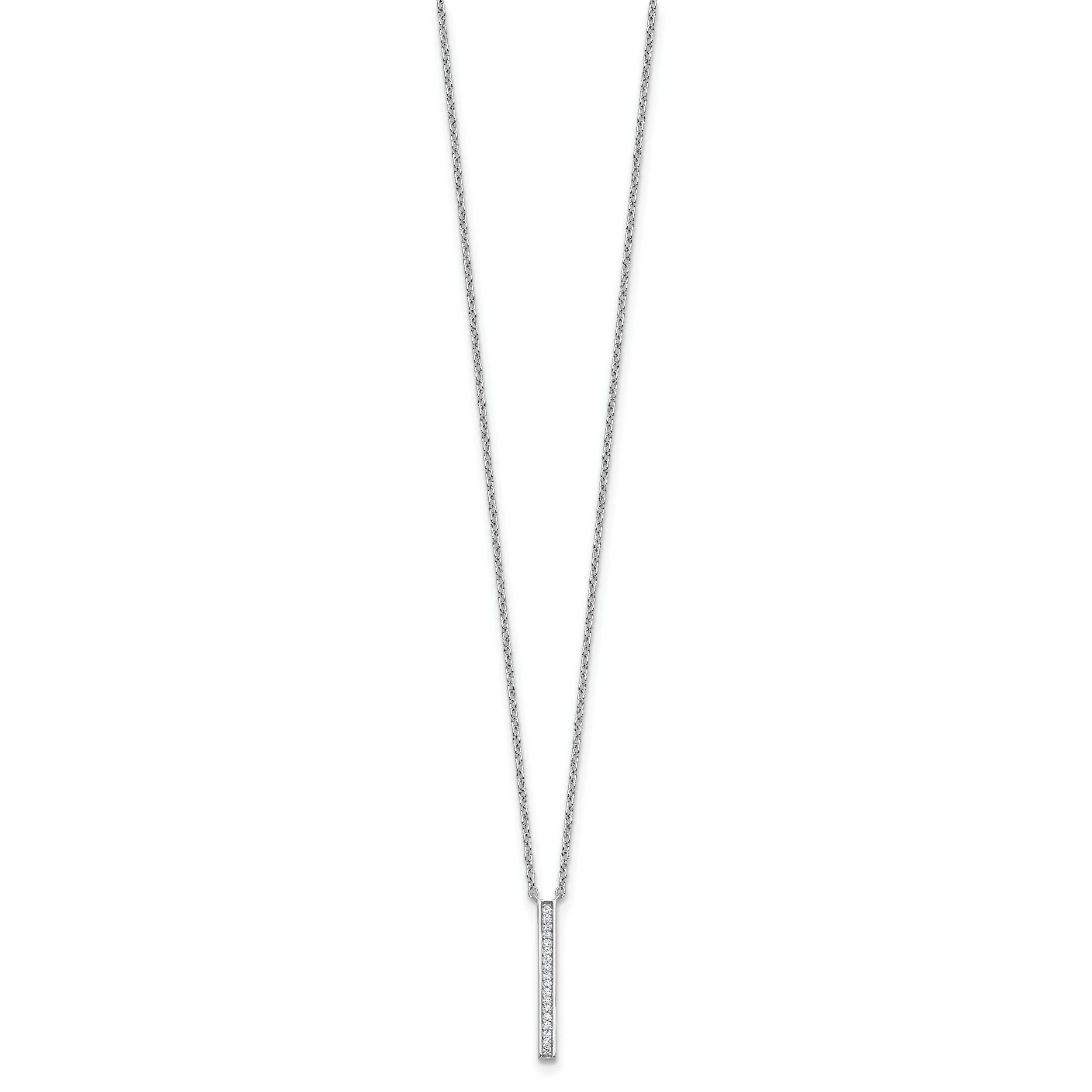 Cheryl M Sterling Silver Rhodium-plated Polished CZ Bar Necklace