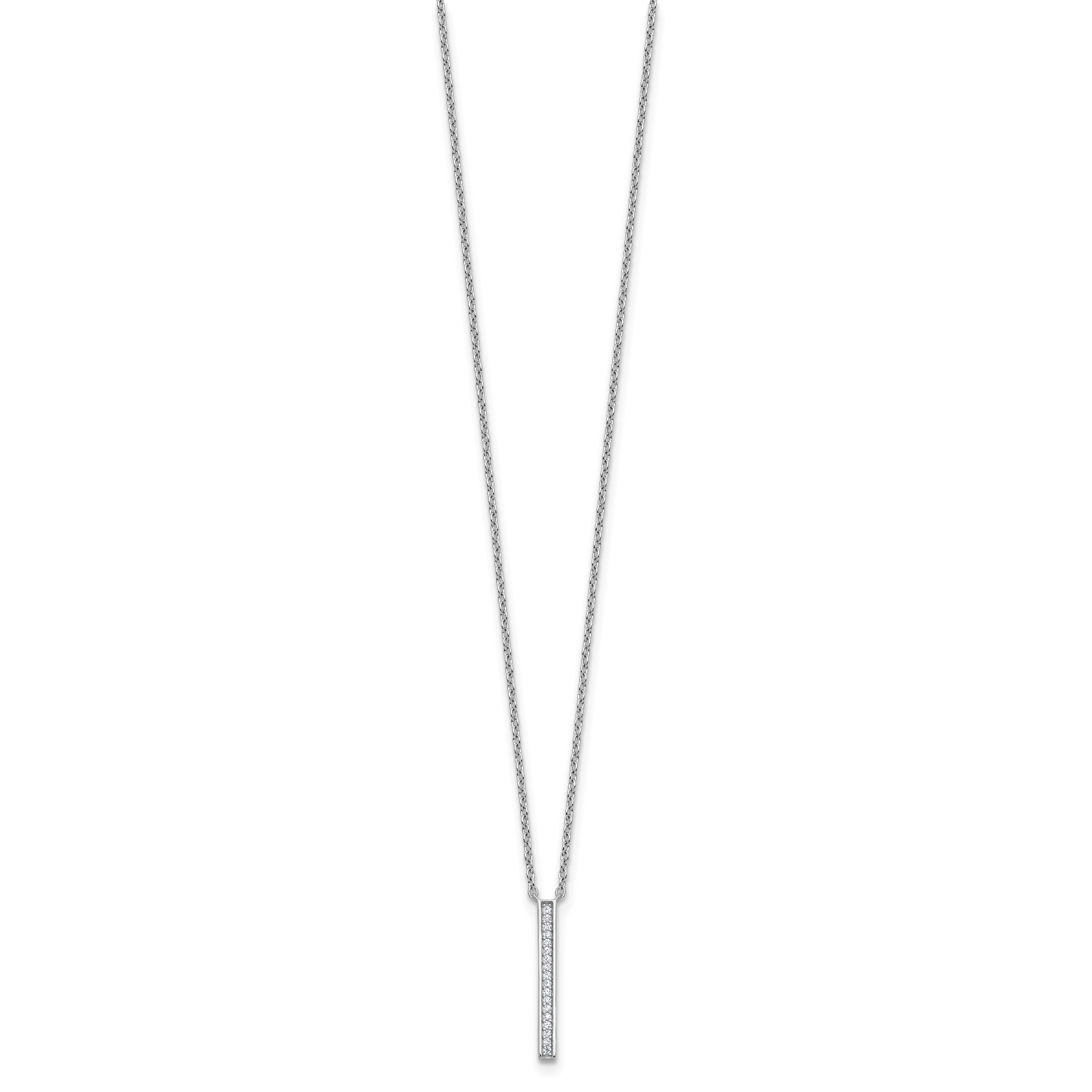 Cheryl M Sterling Silver Rhodium-plated Polished CZ Bar Necklace Secondary image