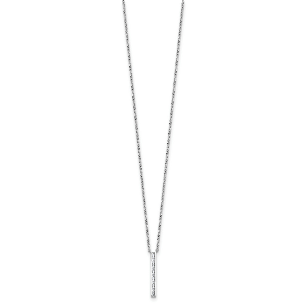 Cheryl M Sterling Silver Rhodium-plated Polished CZ Bar Necklace