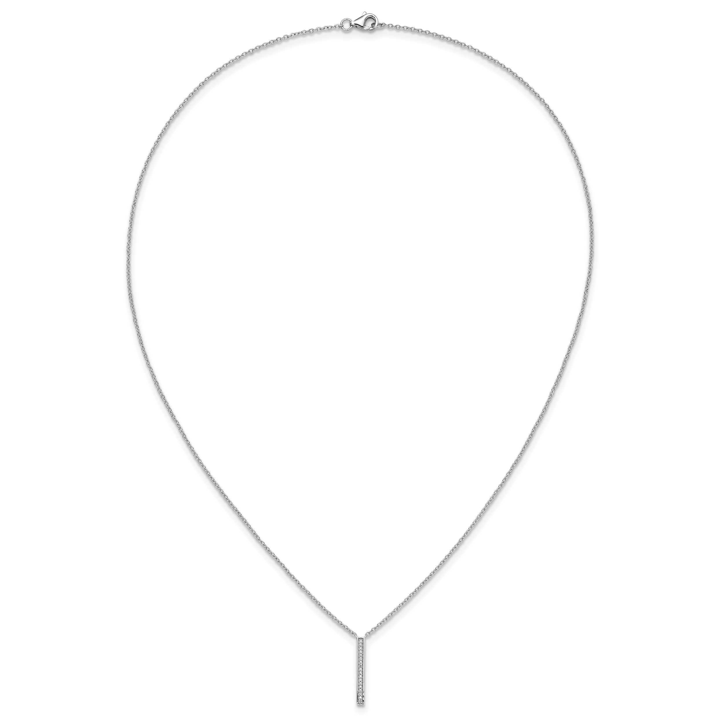 Cheryl M Sterling Silver Rhodium-plated Polished CZ Bar Necklace