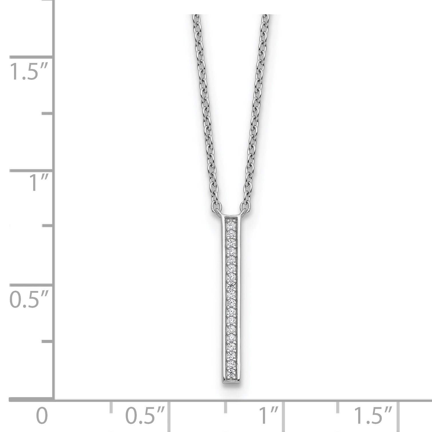 Cheryl M Sterling Silver Rhodium-plated Polished CZ Bar Necklace