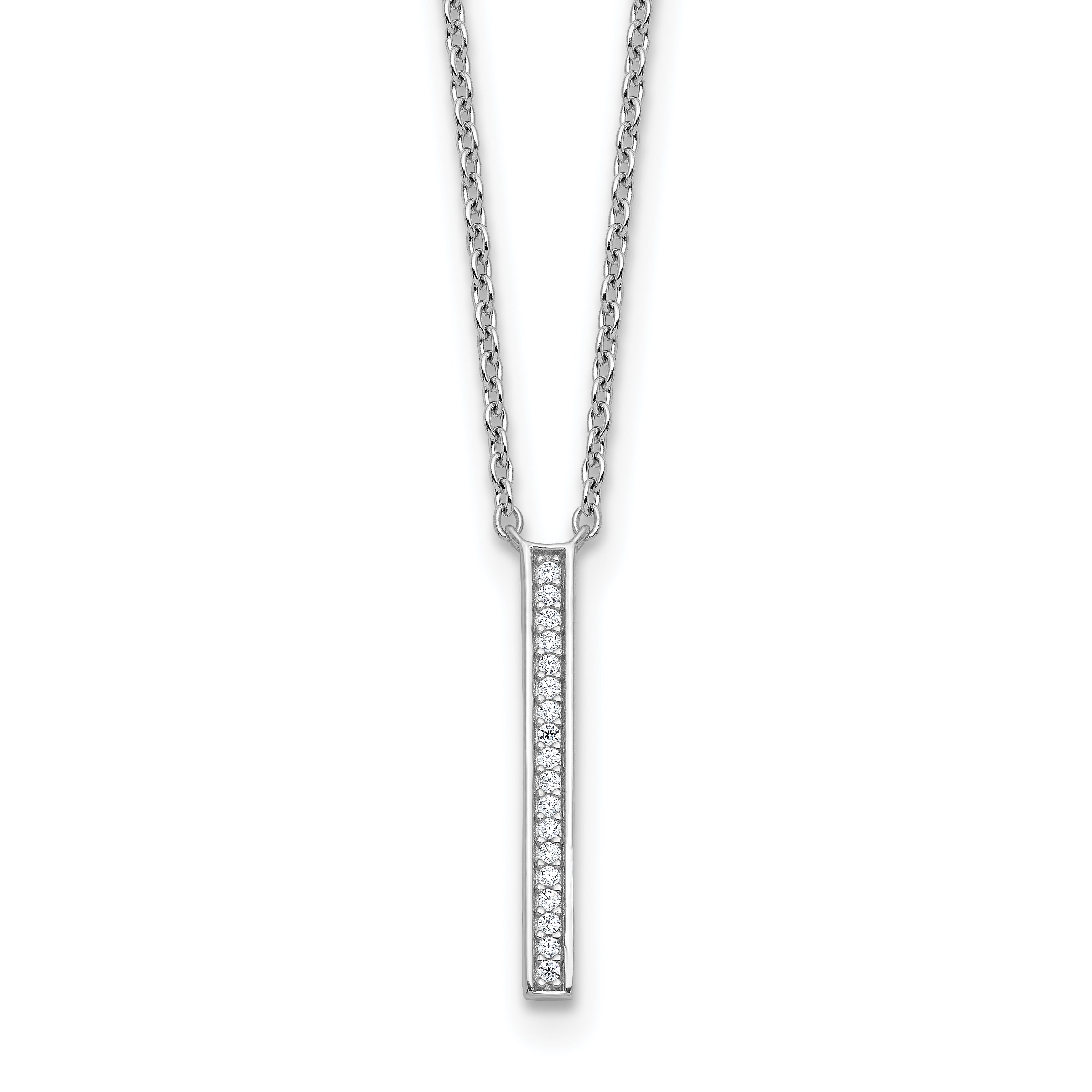 Cheryl M Sterling Silver Rhodium-plated Polished CZ Bar Necklace Main image