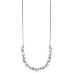 Cheryl M Sterling Silver Rhodium-plated Polished Fancy CZ Necklace
