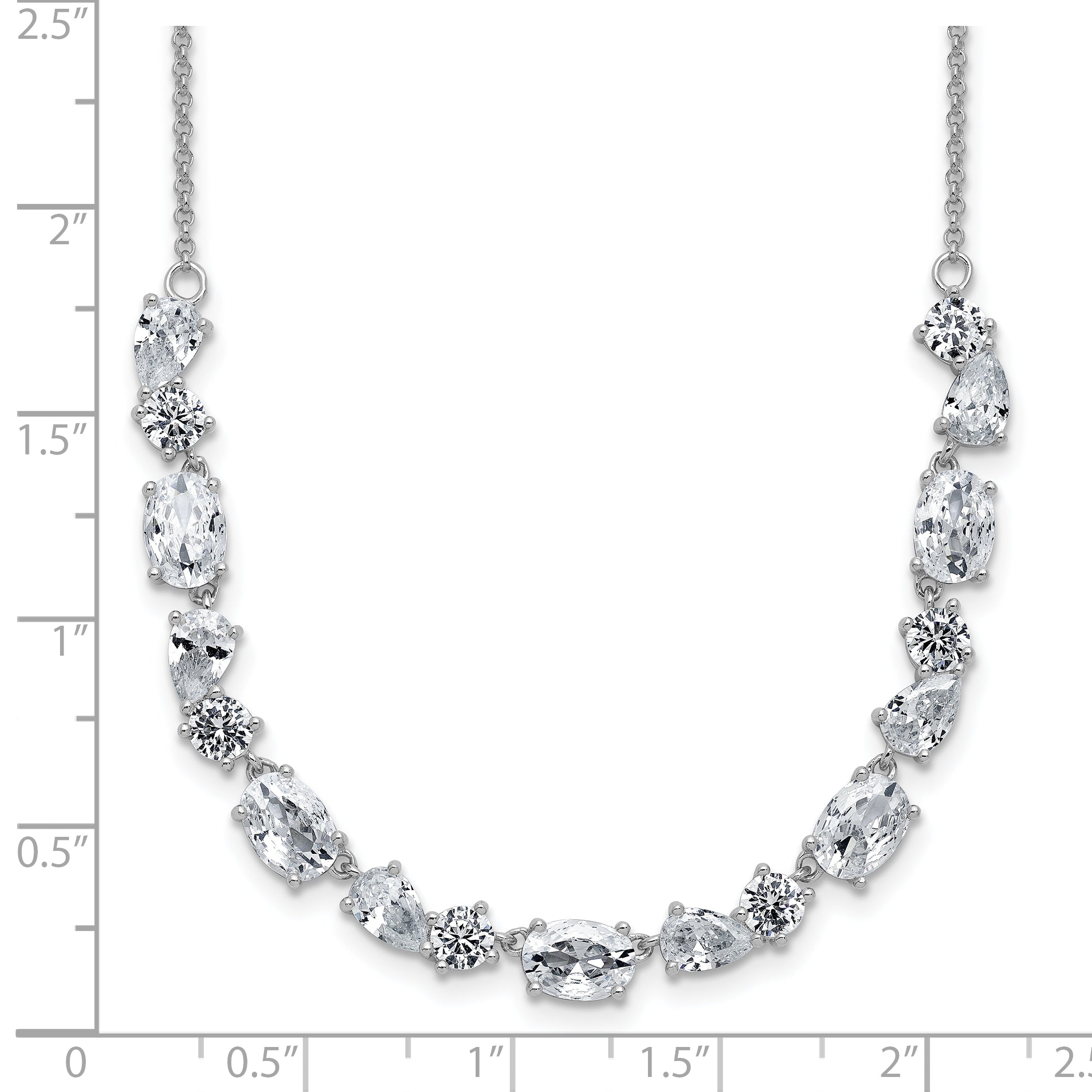 Cheryl M Sterling Silver Rhodium-plated Polished Fancy CZ Necklace