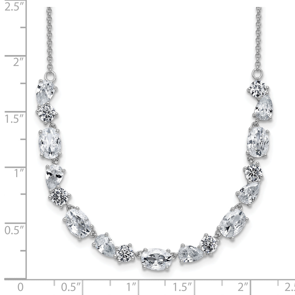 Cheryl M Sterling Silver Rhodium-plated Polished Fancy CZ Necklace