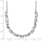 Cheryl M Sterling Silver Rhodium-plated Polished Fancy CZ Necklace