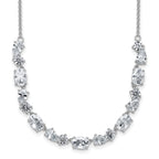 Cheryl M Sterling Silver Rhodium-plated Polished Fancy CZ Necklace