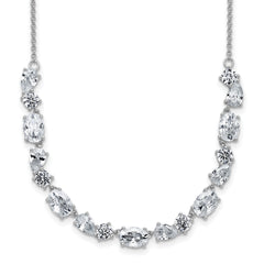 Cheryl M Sterling Silver Rhodium-plated Polished Fancy CZ Necklace