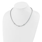 Cheryl M Sterling Silver Rhodium-plated Polished CZ Hearts Necklace