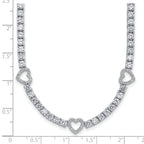 Cheryl M Sterling Silver Rhodium-plated Polished CZ Hearts Necklace