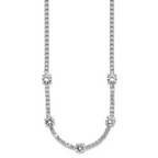 Cheryl M Sterling Silver Rhodium-plated Polished CZ Station with Safety Clasp Necklace