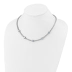 Cheryl M Sterling Silver Rhodium-plated Polished CZ Station with Safety Clasp Necklace