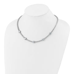 Cheryl M Sterling Silver Rhodium-plated Polished CZ Station with Safety Clasp Necklace