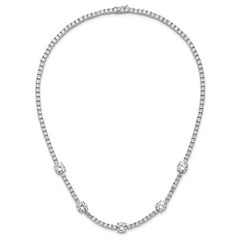 Cheryl M Sterling Silver Rhodium-plated Polished CZ Station with Safety Clasp Necklace